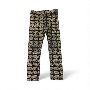 J Crew Crewcuts Girls' Everyday Leggings Black Gold Elephant Foil Print Sz4
